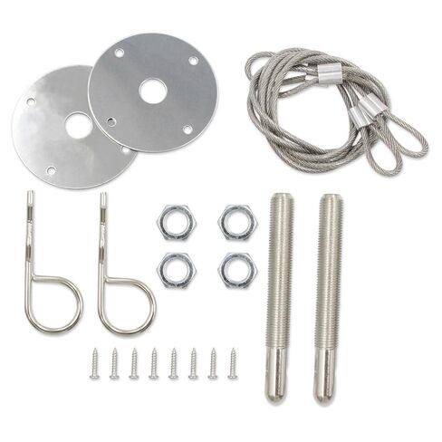 مجموعة دبابيس غطاء محرك السيارة من الفولاذ المقاوم للصدأ العالمي لسيارات RV، وسيارات الدفع الرباعي، ومجموعة دبابيس مزلاج غطاء محرك السيارة، طقم غطاء محرك السيارة، باللون الأسود والفضي (فضي) in Kuwait