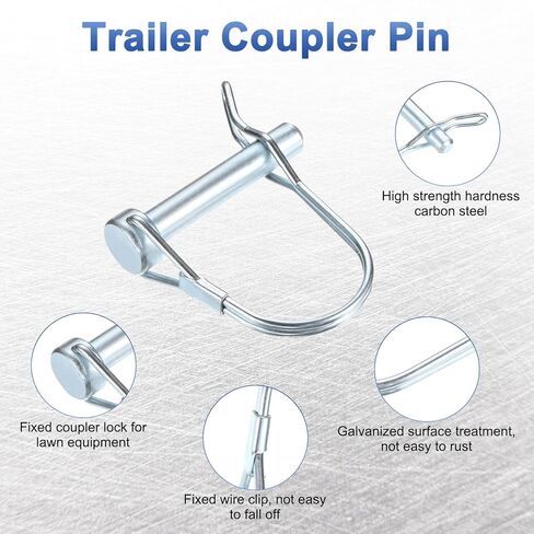 M METERXITY 4-Pack Trailer Coupler Pin, 5/16" Diameter 1.77" Long Carbon Steel Galvanized Round Arch Lock Wire Hitch Pins for Farm Trailers/Lawn Mowers/Garden, Coupler PTO Shaft in Saudi Arabia