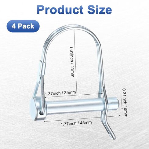 M METERXITY 4-Pack Trailer Coupler Pin, 5/16" Diameter 1.77" Long Carbon Steel Galvanized Round Arch Lock Wire Hitch Pins for Farm Trailers/Lawn Mowers/Garden, Coupler PTO Shaft in Saudi Arabia