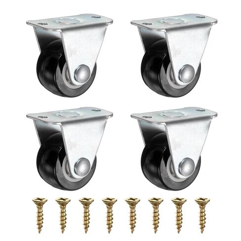 PATIKIL 1.25 Inch Fixed Caster Wheels, PVC No Bearing Small Non-Swivel Casters Wheels for Furniture Drawers Storage Bins DIY Project - 4pcs (Red) in Saudi Arabia