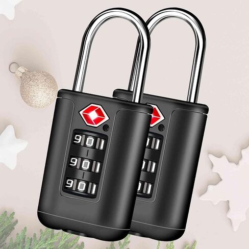 2 Pack TSA Approved Luggage Locks, Combination Travel Locks, Resettable 3-Digit Keyless Padlocks, Padlock Anti Theft for School Gym Locker, Fence, Toolbox, Gate, Case, Hasp Storage-Black in Saudi Arabia