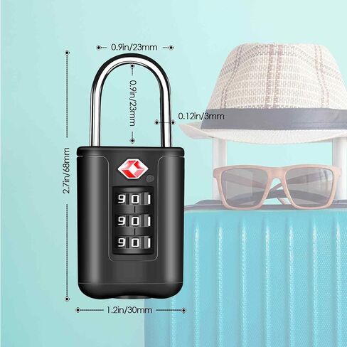 2 Pack TSA Approved Luggage Locks, Combination Travel Locks, Resettable 3-Digit Keyless Padlocks, Padlock Anti Theft for School Gym Locker, Fence, Toolbox, Gate, Case, Hasp Storage-Black in Saudi Arabia