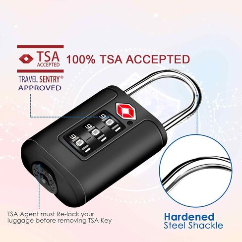 2 Pack TSA Approved Luggage Locks, Combination Travel Locks, Resettable 3-Digit Keyless Padlocks, Padlock Anti Theft for School Gym Locker, Fence, Toolbox, Gate, Case, Hasp Storage-Black in Saudi Arabia