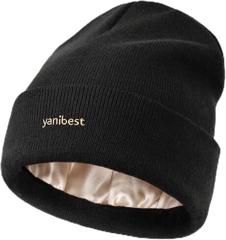YANIBEST Mulberry Silk Lined Beanie, Winter Hats for Women Men Unisex, Soft Warm Knitted Slouchy Skull Cap in Saudi Arabia