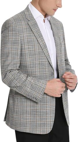 Men's Sport Coat Classic Fit Plaid Causal Blazer 2 Button Suit Jacket for Daily Business Wedding Wear in Saudi Arabia
