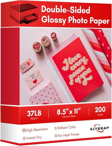 200Sheets Inkjet Glossy Double Sided Brochure Paper 37LB 140gsm Bulk Package Thin Double Sided Glossy Photo Paper for Magazine, Flyer, Presentation, Program,Calendar in Saudi Arabia