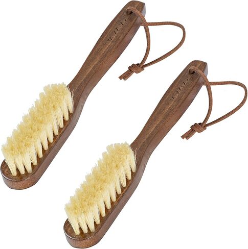 Takavu White Boar Bristle Laundry Stil Brush Set (2 Pack) - جهاز تنظيف صغير من النقاط للملابس ، وعلاج النسيج قبل الغسيل ، ورعاية الملابس الحساسة in Kuwait