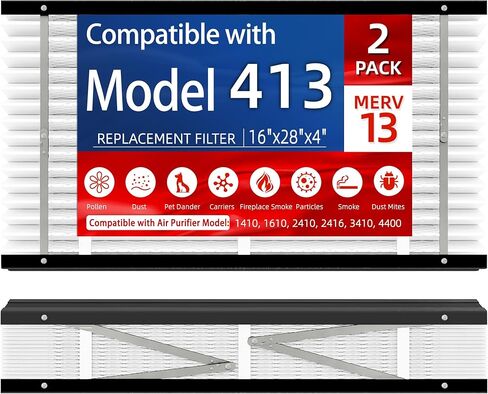 2Pack 413 Replacement Air Filter MERV 13 Compatible with AprilAire Models 1410, 1610, 2410, 2416, 3410, 4400, 16x28x4inch Furnace Filter, 413 Whole House Air Purifiers Replacement Filter in Saudi Arabia