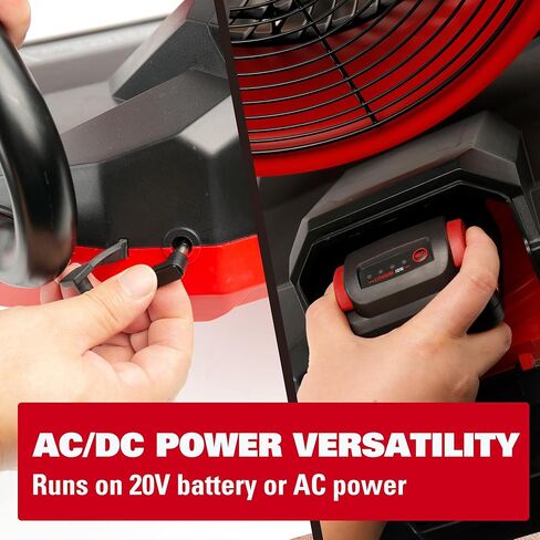 ECOMAX 12" AC/DC Bucket Top Misting Fan, Cordless with 2x20V Batteries & 2A Charger, 2-Speed Airflow & 2-Speed Mist Cooling Fan for Outdoor, Patio, Camping, Fits for 5-Gallon Bucket & Garden Hose in Kuwait