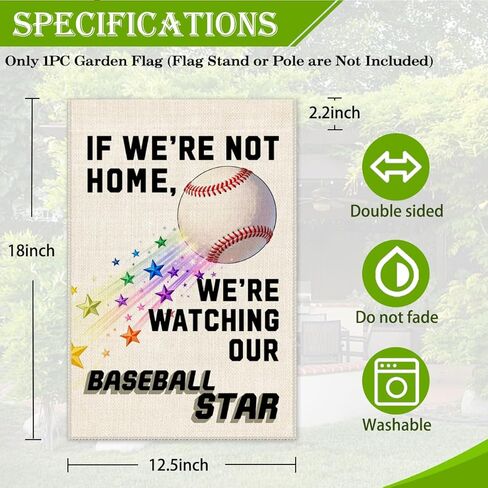 Hafhue If We're Not Home, We're Watching Our Baseball Star Garden Flag, 12 x 18 Inch Double Sided Farmhouse Holiday Yard Garden Lawn Patio Court Decor Flag, Baseball Star Support MLB Fan Yard Flags in Saudi Arabia