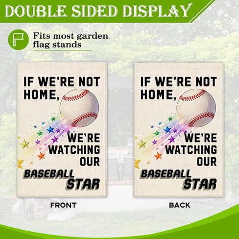 Hafhue If We're Not Home, We're Watching Our Baseball Star Garden Flag, 12 x 18 Inch Double Sided Farmhouse Holiday Yard Garden Lawn Patio Court Decor Flag, Baseball Star Support MLB Fan Yard Flags in Saudi Arabia