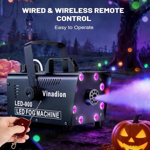900W Fog Machine with Wireless Remote Control, Portable Smoke Machine with 8 LED Lights 13 Color Light Effects 5000CFM Stage Haze Machines for Theater DJ Parties Halloween Indoor Outdoor in Saudi Arabia