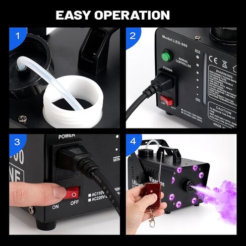 900W Fog Machine with Wireless Remote Control, Portable Smoke Machine with 8 LED Lights 13 Color Light Effects 5000CFM Stage Haze Machines for Theater DJ Parties Halloween Indoor Outdoor in Saudi Arabia