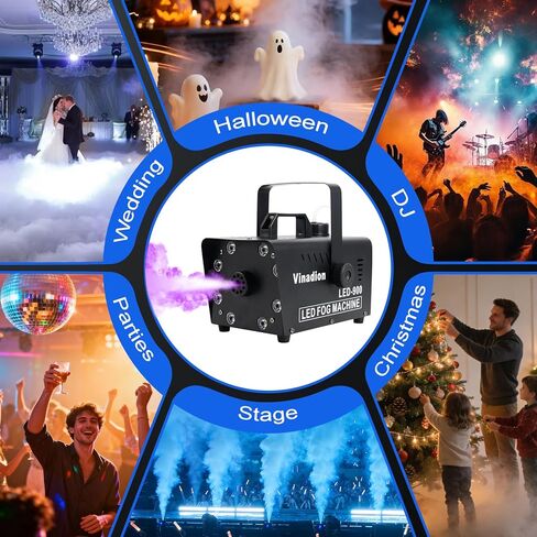 900W Fog Machine with Wireless Remote Control, Portable Smoke Machine with 8 LED Lights 13 Color Light Effects 5000CFM Stage Haze Machines for Theater DJ Parties Halloween Indoor Outdoor in Saudi Arabia