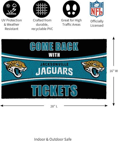 Team Sports America NFL Jacksonville Jaguars | Indoor and Outdoor Entryway | 28 x 16 Inches | Non Slip Back | Welcome Floor Mats | Muddy Dog Paws | Front Door Entrance Home Décor in Saudi Arabia