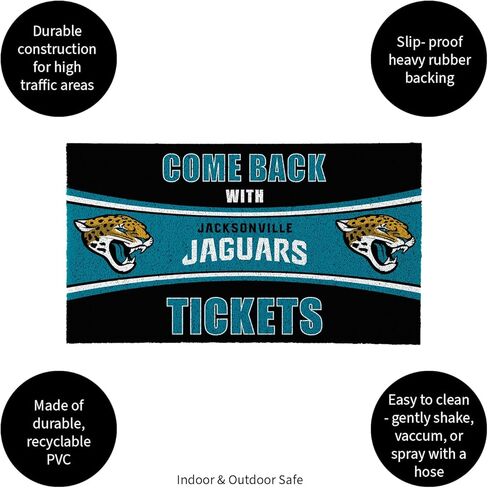 Team Sports America NFL Jacksonville Jaguars | Indoor and Outdoor Entryway | 28 x 16 Inches | Non Slip Back | Welcome Floor Mats | Muddy Dog Paws | Front Door Entrance Home Décor in Saudi Arabia