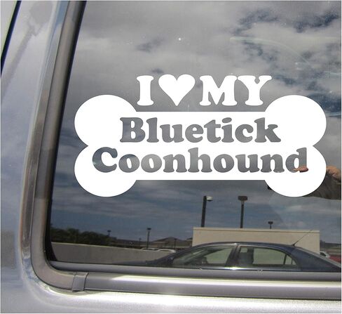 ملصق جداري من I Heart Love My Bluetick Coonhound - كلب على شكل عظمة الراكون وصيد السلالة الأصيلة والسيارات والشاحنات وخوذة الدراجة الصلبة وقبعة ركوب الأمواج والسيارات والحرف اليدوية والكمبيوتر المحمول وملصق جداري لنافذة المتجر 13151 in Kuwait