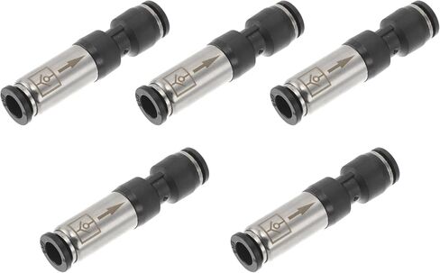 Push to Connect Air Fittings 5/16" One-Way Non Return Check Valve Plastic Metal 5 Pcs Black Silver Tone in Saudi Arabia