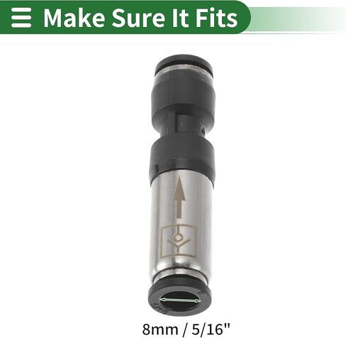 Push to Connect Air Fittings 5/16" One-Way Non Return Check Valve Plastic Metal 5 Pcs Black Silver Tone in Saudi Arabia