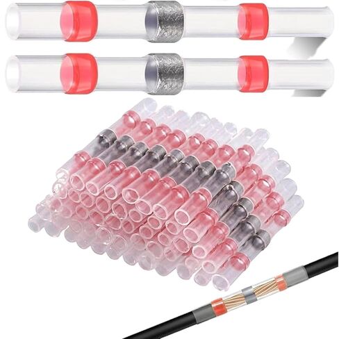 150 PCS Solder Seal Wire Connectors Red Heat Shrink Tubing Heat Shrink Solder Butt Connectors AWG22-18 Kit for Automotive and Electronics Industry in Saudi Arabia