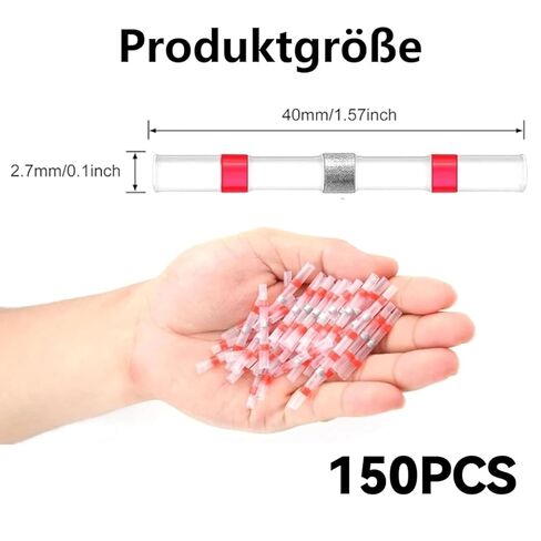 150 PCS Solder Seal Wire Connectors Red Heat Shrink Tubing Heat Shrink Solder Butt Connectors AWG22-18 Kit for Automotive and Electronics Industry in Saudi Arabia