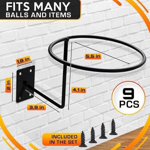 9 قطع حامل خوذة للتثبيت على الحائط - حامل قبعة رعاة البقر موثوق به للجدار مصنوع من معدن قوي، تركيب سهل وثابت، تخزين مريح للخوذات والقبعات لتنظيم المدخل - أقصى حمل يصل إلى 35 رطلاً in Kuwait