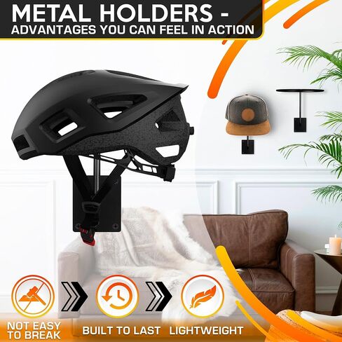 9 قطع حامل خوذة للتثبيت على الحائط - حامل قبعة رعاة البقر موثوق به للجدار مصنوع من معدن قوي، تركيب سهل وثابت، تخزين مريح للخوذات والقبعات لتنظيم المدخل - أقصى حمل يصل إلى 35 رطلاً in Kuwait