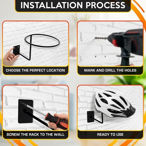 9 قطع حامل خوذة للتثبيت على الحائط - حامل قبعة رعاة البقر موثوق به للجدار مصنوع من معدن قوي، تركيب سهل وثابت، تخزين مريح للخوذات والقبعات لتنظيم المدخل - أقصى حمل يصل إلى 35 رطلاً in Kuwait