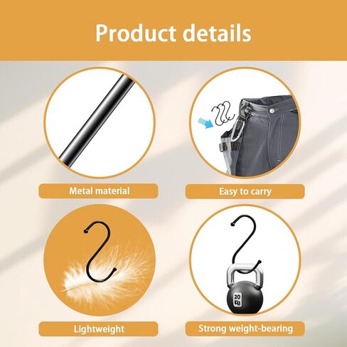 Stainless Steel S Hooks, Black Multi-Purpose Hanging Hooks for Rods, Strong and Durable, Ideal for Kitchen, Closet, and Home Use in Saudi Arabia