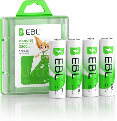 حزمة EBL مكونة من 8 بطاريات AA بقدرة 2800 مللي أمبير في الساعة عالية السعة مشحونة مسبقًا Ni-MH AA بطاريات قابلة للشحن in Kuwait