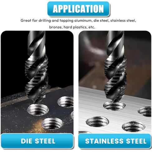 Metric Tap and Drill Bit Set, 2Pcs M3×0.5 HSS 6542 Spiral Flute Thread Tap and 2pcs 2.5mm M35 HSS Twist Drill Bit Cobalt Drill Bit Set, Machine Screw Tap Drill Set, Screw Tapping Threading Tool in Saudi Arabia