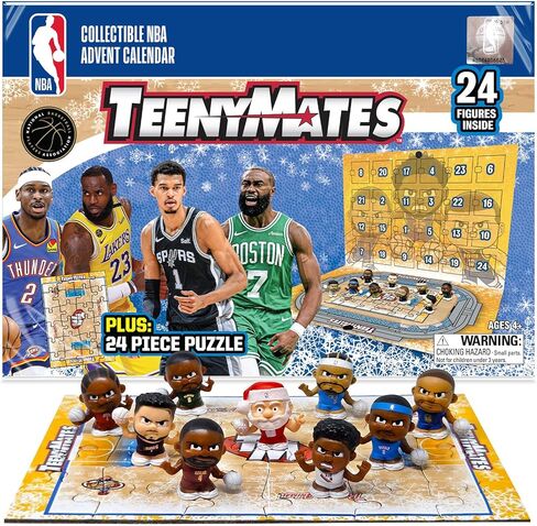 TeenyMates NBA Basketball Advent Calendar, with 24 Surprise Action Figures, 2025 Official NBA Basketball Countdown Calendar for Kids & Fans in Saudi Arabia