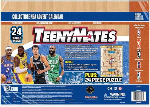 TeenyMates NBA Basketball Advent Calendar, with 24 Surprise Action Figures, 2025 Official NBA Basketball Countdown Calendar for Kids & Fans in Saudi Arabia