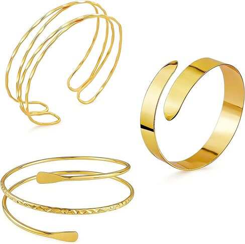 الحد الأدنى الذهب سوار ذراع للنساء داينتي الفضة سوار ذراع الذراع العلوي بسيط 18 كيلو مطلية بالذهب رقيقة الكفة العصرية مجوهرات in Kuwait