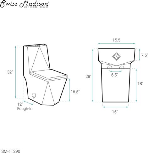 Brusque One-Piece Square Toilet Dual-Flush 1.1/1.6 gpf in Saudi Arabia
