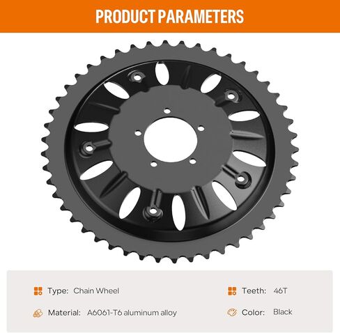 BAFANG Chainring for Mid Drive Kit : 46T (One-Piece) Compatible with BBS-HD 48V 52V 1000W Electric Bike Mid Drive Conversion - 16.5mm Offset - Without Chain Guard in Saudi Arabia