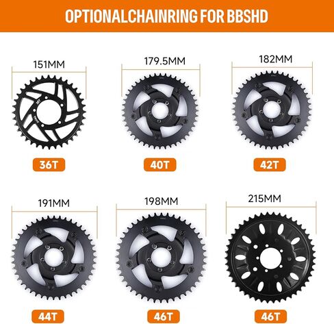 BAFANG Chainring for Mid Drive Kit : 46T (One-Piece) Compatible with BBS-HD 48V 52V 1000W Electric Bike Mid Drive Conversion - 16.5mm Offset - Without Chain Guard in Saudi Arabia
