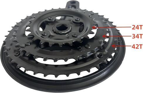 Multi Speed Bike Crankset 42-34-24T for 3x6/7/8 Speed Gears, 170mm Square Hole, Bicycle Crank Arm Set for City Bike/Electric Bike/Road Bikes/MTB/Folding Bicycle in Saudi Arabia