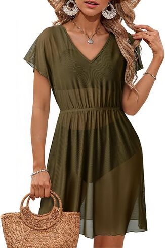 Dokotoo Women Swimsuit Swim Cover Up 2026 Summer Bathing Suit Swimwear Sheer Beach Vacation Outfits in Saudi Arabia