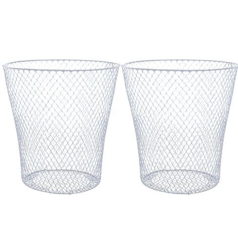 BCL Wire Mesh Round Waste Basket, 9in (White, Pack of 2) Lightweight Trash Can Open Top Wastebasket Recycling Bins Desk Office School Garbage Cans Home Essential & Custom Storage Carrier in Saudi Arabia