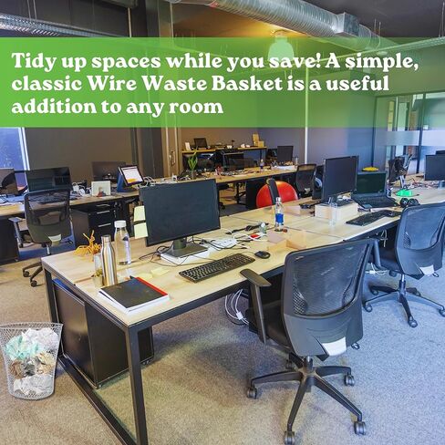 BCL Wire Mesh Round Waste Basket, 9in (White, Pack of 2) Lightweight Trash Can Open Top Wastebasket Recycling Bins Desk Office School Garbage Cans Home Essential & Custom Storage Carrier in Saudi Arabia