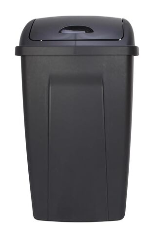 Kitchen Trash Can, 13 Gallon Plastic Garbage Bin with Swing Top Lid, Black in Saudi Arabia
