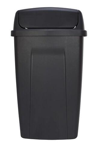 Kitchen Trash Can, 13 Gallon Plastic Garbage Bin with Swing Top Lid, Black in Saudi Arabia