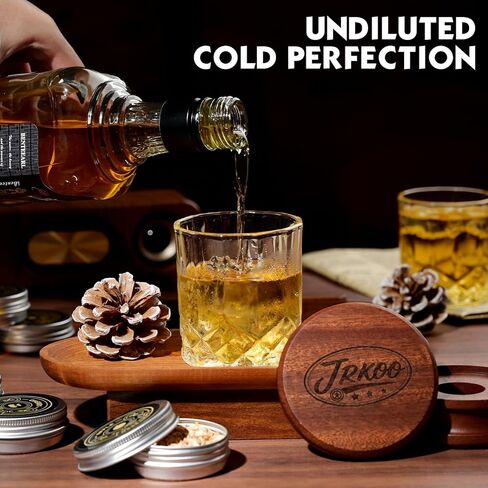 Whiskey Smoker Kit with Torch - 6 Natural Wood Chips, 2 Glasses, 2 Ice Ball Molds - Cocktail Smoker Infuser Kit, Old Fashioned Smoker Kit, Birthday Bourbon Whiskey Gifts for Men, Dad(No Butane) in Saudi Arabia