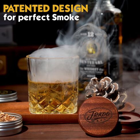 Whiskey Smoker Kit with Torch - 6 Natural Wood Chips, 2 Glasses, 2 Ice Ball Molds - Cocktail Smoker Infuser Kit, Old Fashioned Smoker Kit, Birthday Bourbon Whiskey Gifts for Men, Dad(No Butane) in Saudi Arabia
