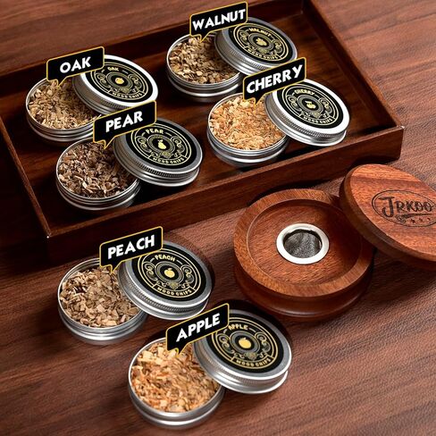 Whiskey Smoker Kit with Torch - 6 Natural Wood Chips, 2 Glasses, 2 Ice Ball Molds - Cocktail Smoker Infuser Kit, Old Fashioned Smoker Kit, Birthday Bourbon Whiskey Gifts for Men, Dad(No Butane) in Saudi Arabia
