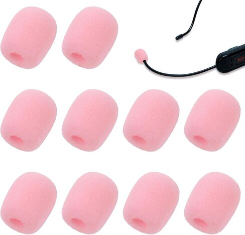 10 Pcs Pink Microphone Windscreen Covers Foam High Density Headset Mic Foam Cover High Density Lapel Headset Microphone Windscreen in Saudi Arabia