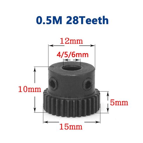 Steel Heavy Duty Motor Pinion Gear 1pcs 28T Spur Gear Bore 4mm 5mm 6mm Steel Transmission Gears 0.5 Module 28 Teeth Pinion Accessories(5mm) in Saudi Arabia