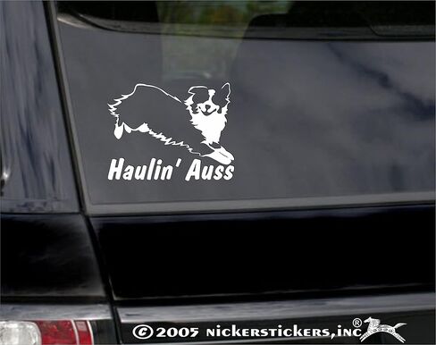 هولين أوس | ملصق نافذة مصنوع من الفينيل من NickerStickers® Jumping Shepherds Dog من الفينيل in Saudi Arabia