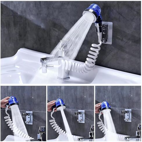 Blue Shampoo Bowl Sprayer Head with Filter, Sink Faucet Sprayer Attachment Salon Shampoo Bowl Spray Head Pedicure Chair Shower Head for Portable Salon Sink, 3 Sprayer Modes & High Pressure in Saudi Arabia